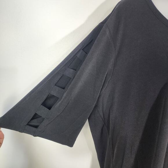 Susan Graver Women Liquid Knit Scoop Neck Top 1X Split Sleeve Detail A224317 - Picture 4 of 8